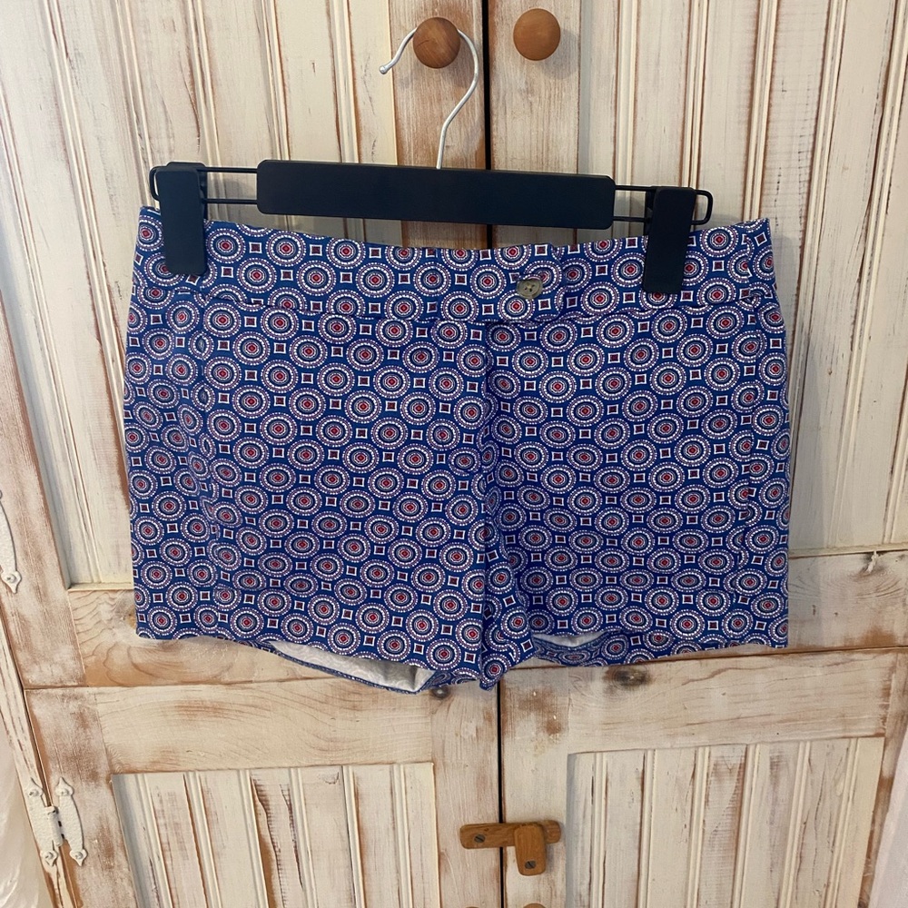 J. Crew Geometric Blue and Red Women's Shorts